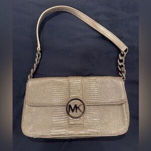 Michael Kors Fulton Silver Flap Handbag Small Purse